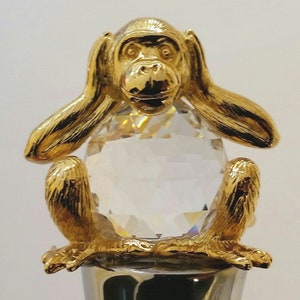 Hear No Evil Wine Stopper - Crystal Wine Stopper - Monkey Wine Stopper