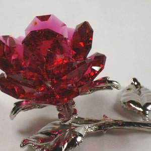 Red Crystal Rose Handcrafted With Swarovski Crystal - Personalized Red Rose With Heart