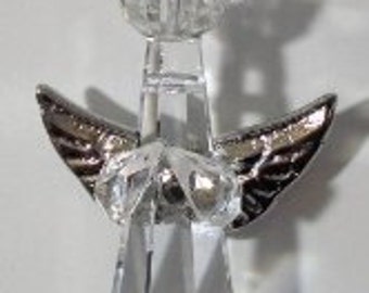Hanging Crystal Angel Ornament by Bjcrystalgifts made using Swarovski Crystal -Silvertone wings - holiday ornament