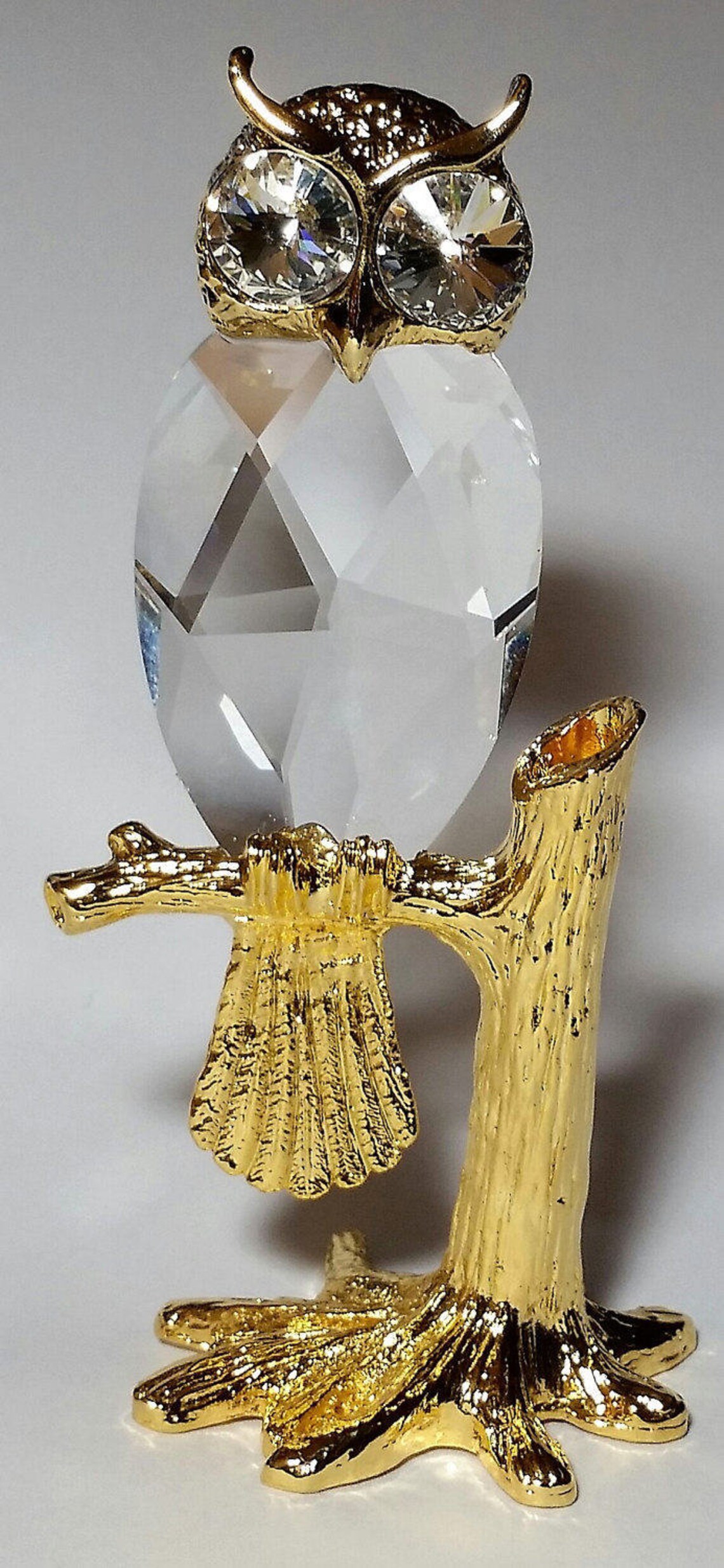 Crystal Owl Gold Tone Owl Figurine Owl Collector Etsy