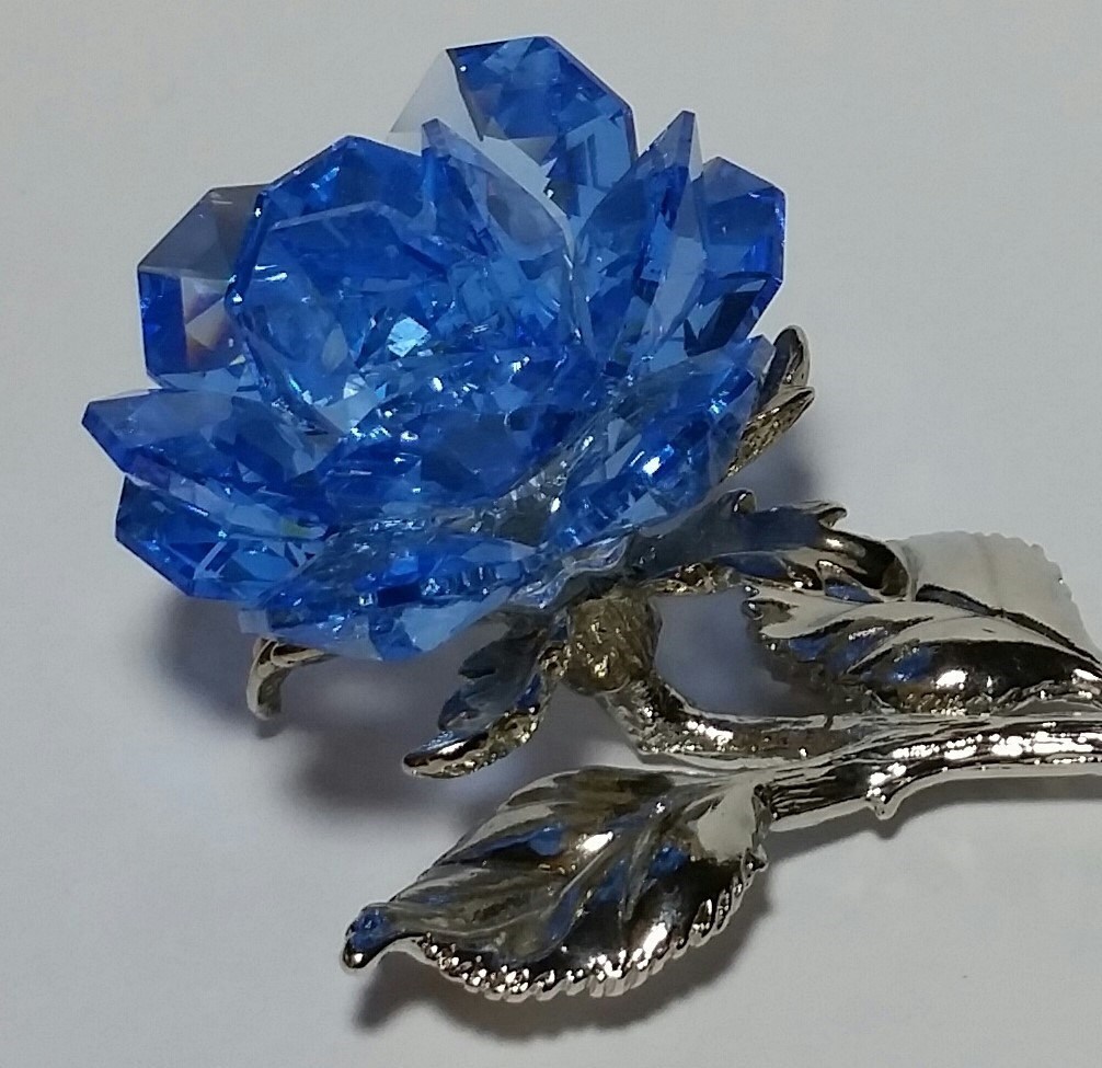 Crystal Blue Rose Handcrafted by Bjcrystalgifts Using Swarovski