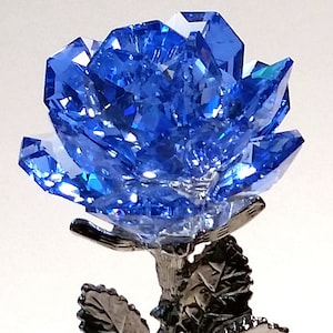 Crystal Blue Rose Handcrafted By the Artisans At Bjcrystalgifts Using Swarovski Crystal - Crystal Anniversary - 15 Year Anniversary