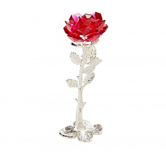 Red Rose - Crystal Red Rose Handcrafted by Bjcrystalgifts
