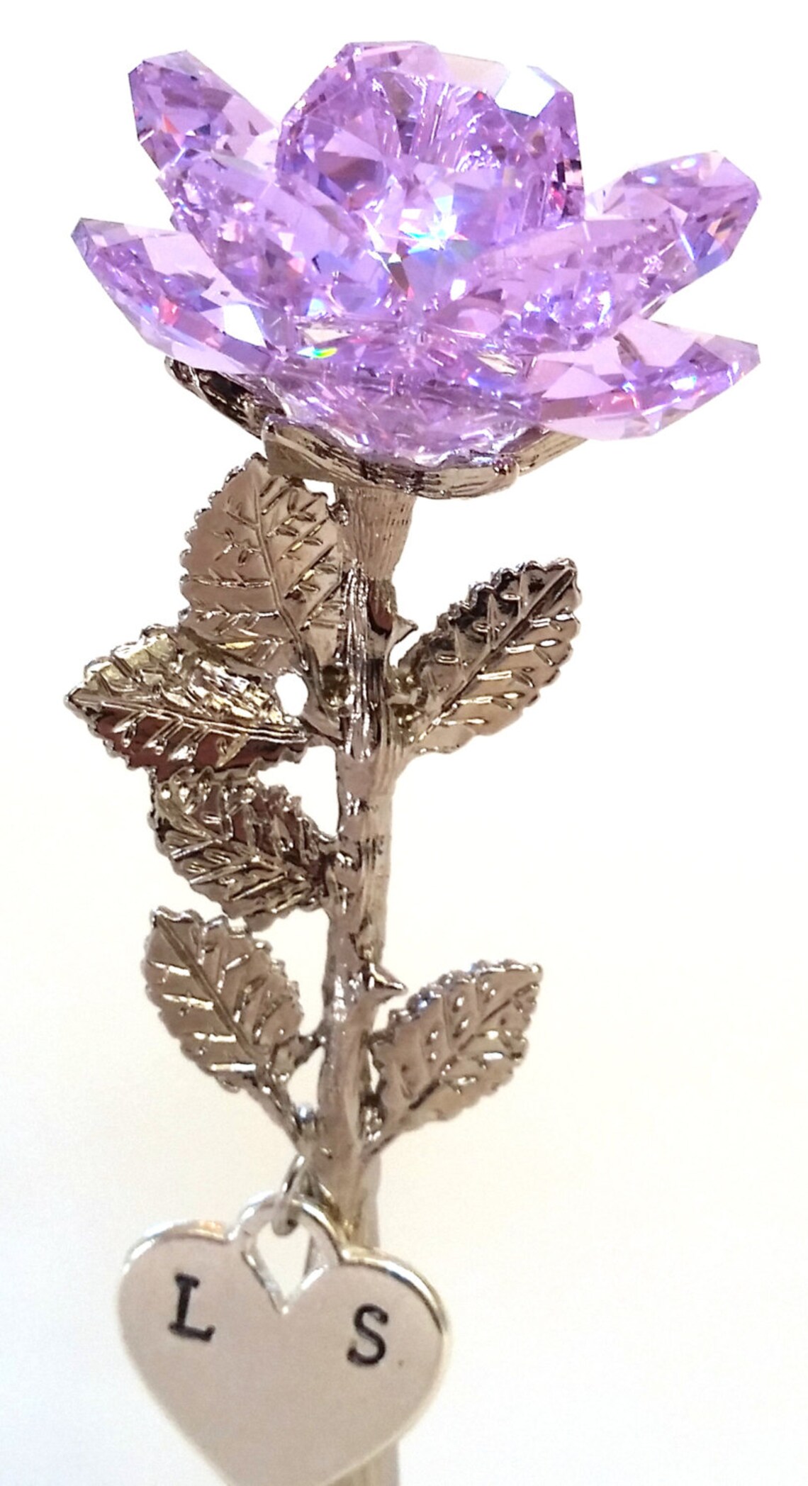 Personalized Crystal Rose Purple Crystal Rose With Personalized ...