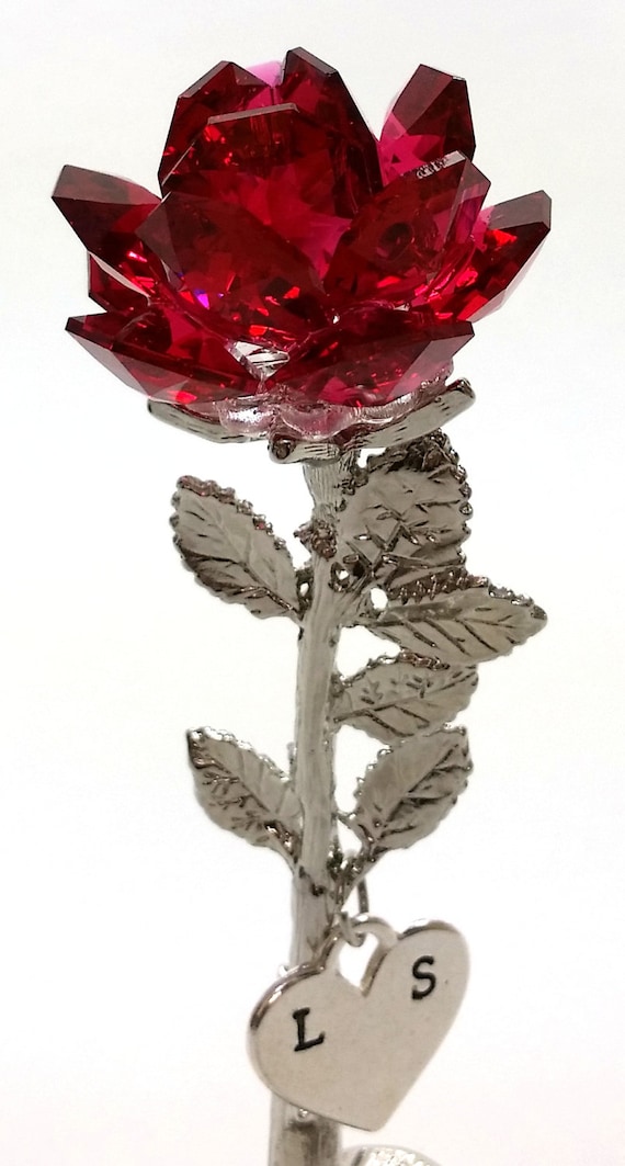 Red Crystal Rose Handcrafted With Swarovski Crystal