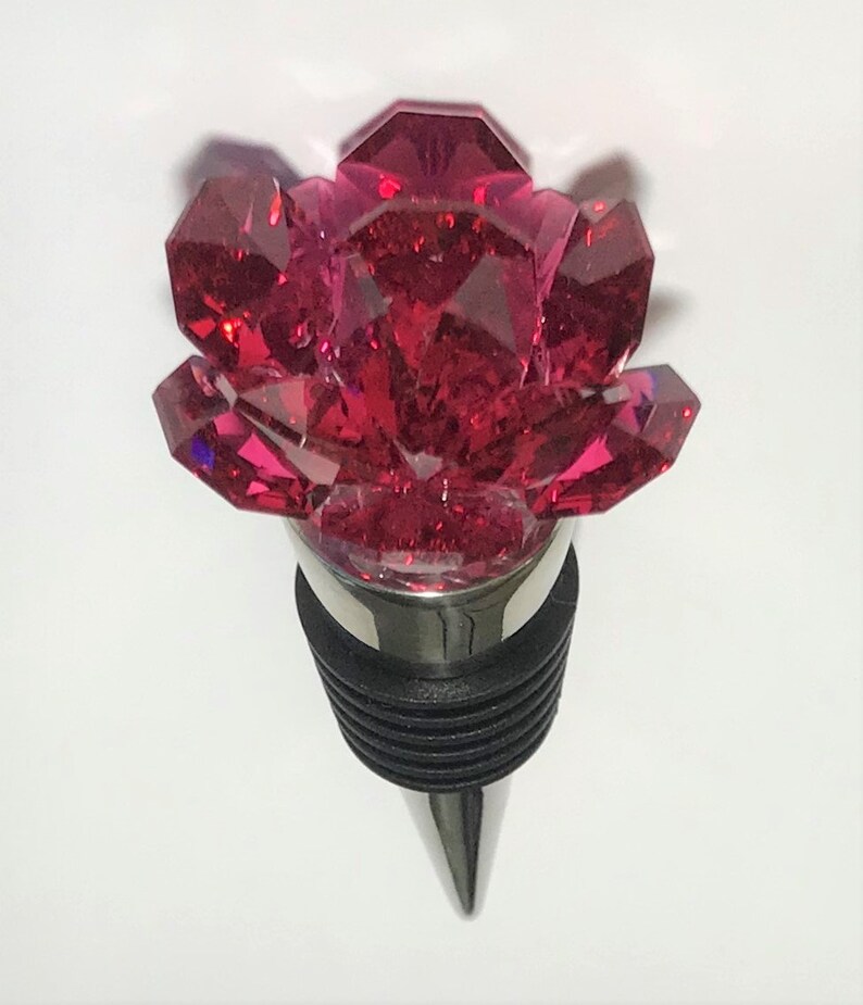 Red Crystal Rose Wine Stopper Handcrafted With Swarovski Etsy