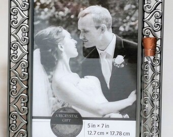 Jewish Wedding Picture Frame - Jewish Engagement Gift - 5x7 inch Photo - Holds Shards From Jewish Wedding Ceremony - Chuppah
