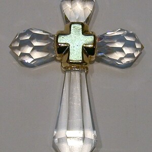 Hanging Crystal Cross Ornament made with Swarovski Crystal - Gold-tone Center