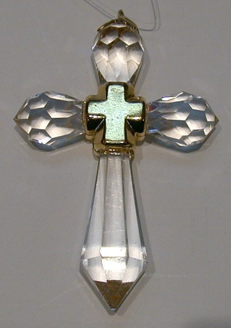Hanging Crystal Cross Ornament Made With Swarovski Crystal Etsy