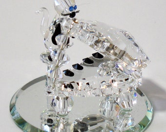 Cat Playing the piano made with Swarovski Crystal