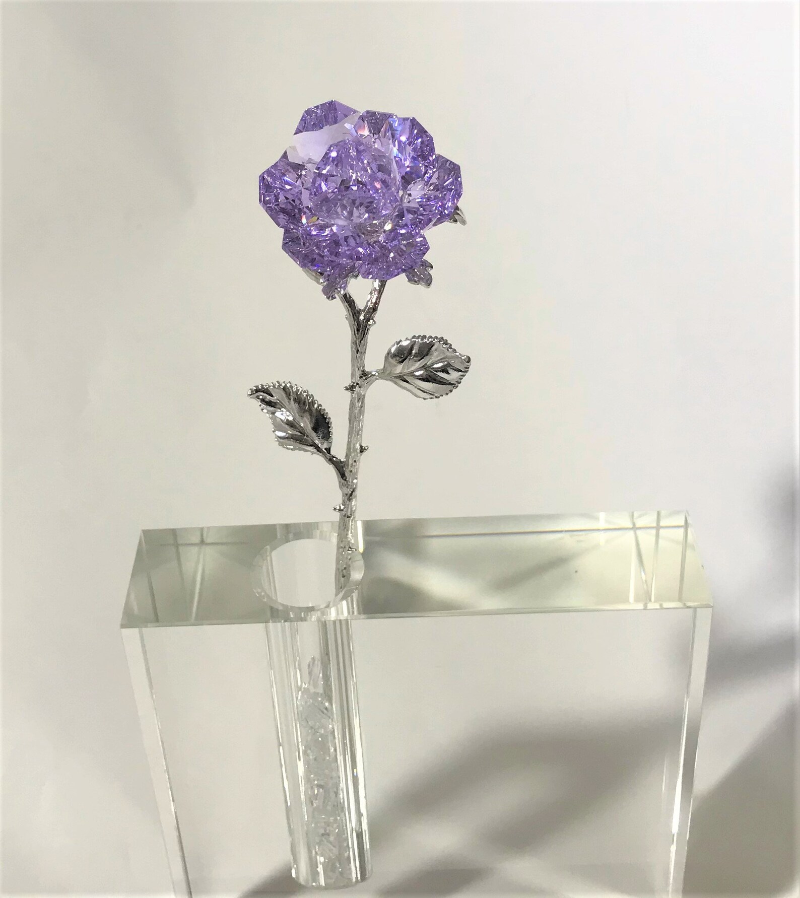 Crystal Purple Rose in Crystal Vase Purple Crystal Flower in Etsy