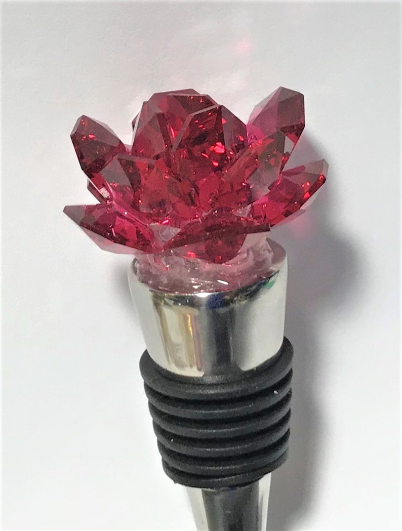 BJCRYSTALGIFTS Crystal Rose Wine Stopper - Thumbnail 3