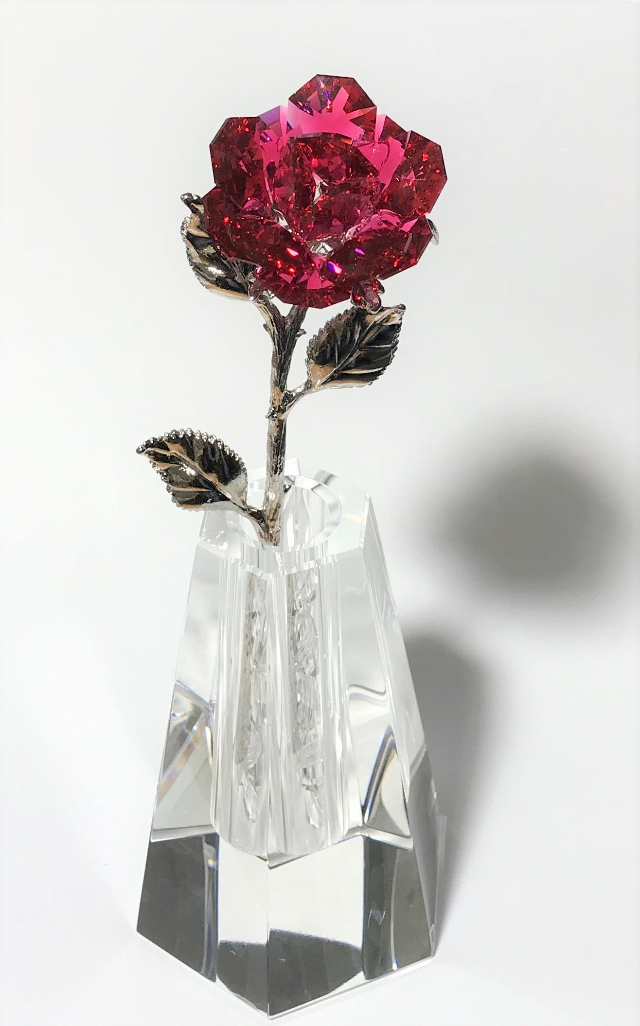 Red Crystal Rose in Crystal Vase Handcrafted With Swarovski Crystal ...