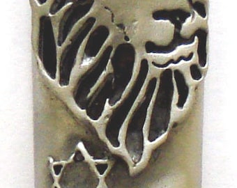 Pewter Mezuzah - Lion of Judah -Ten Commandments - Mezuzah Case For Door Post