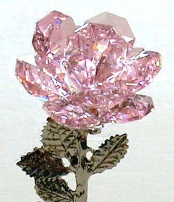 Crystal Rose Made With Swarovski Crystal - Pink Crystal Rose