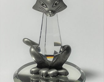 Crystal Cat Figurine - Crystal Miniature Handcrafted With Genuine Austrian Crystal - Crystal Collectors