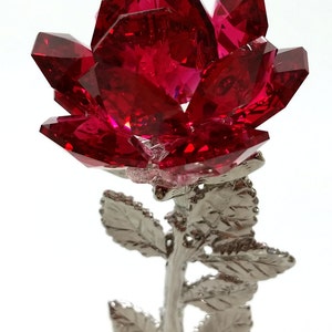 Red Crystal Rose Handcrafted With SWarovski Crystal - Personalized Red Rose With Heart