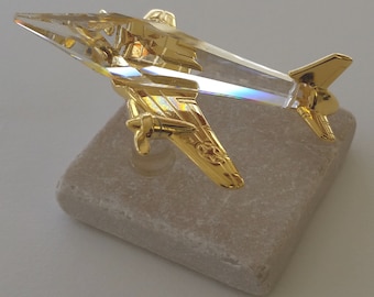 Crystal Airplane Handcrafted By Bjcrystalgifts Using Swarovski Crystal On Tumble Marble Base