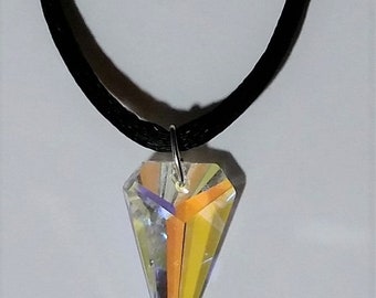 AB Crystal Tiger Tooth Shaped Necklace