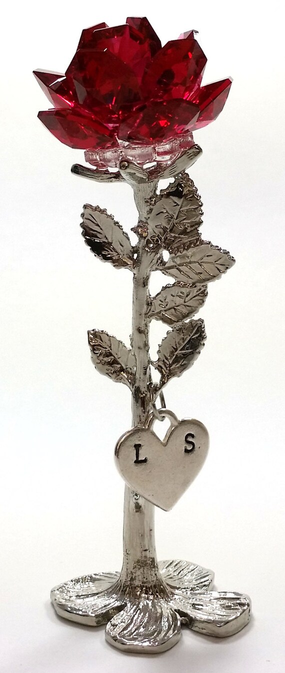 Red Crystal Rose Handcrafted With Swarovski Crystal - Personalized