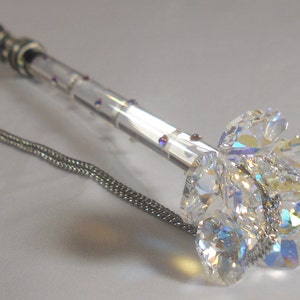 Pewter and Crystal Torah Pointer - Yad - handcrafted by Bjcrystalgifts using AB faceted Swarovski Crystal - Rose - Bat Mitzvah - Bar Mitzvah