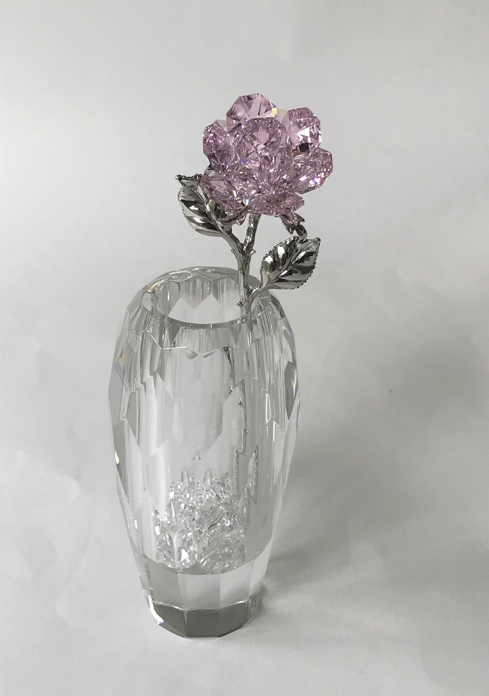 Pink Crystal Rose Handcrafted by Bjcrystalgifts Using Swarovski