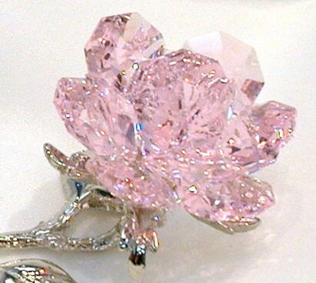 Pink Crystal Rose Handcrafted Using Swarovski Crystal - Pink Rose ...