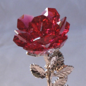 Red Rose - Crystal Red Rose handcrafted By Bjcrystalgifts Using Swarovski Crystals - Crystal Anniversary - 15 Year Anniversary