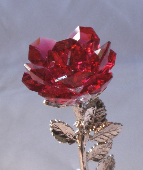 Red Rose Cristal Rose Rouge fabriqué à la main par - Etsy France