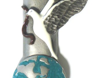 Pewter Mezuzah - Dove Mezuzah - Decorated With Epoxy - Jewish Housewarming gift
