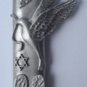 Genuine Pewter Mezuzah with Peace Dove made using Swarovski Crystal by Bjcrystalgifts