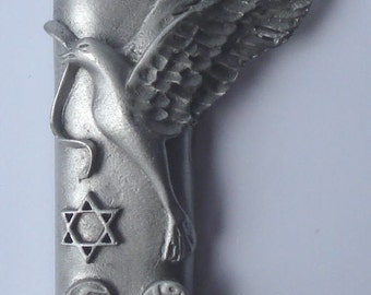 Genuine Pewter Mezuzah with Peace Dove made using Swarovski Crystal by Bjcrystalgifts