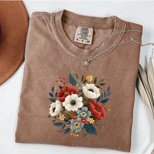 Boho Wildflowers Cottagecore Shirt, regenwater botanisch, vintage bloemen handtas, geperste bloemen onderzetter, wilde bloemen zak shirt, cadeau voor vrouwen