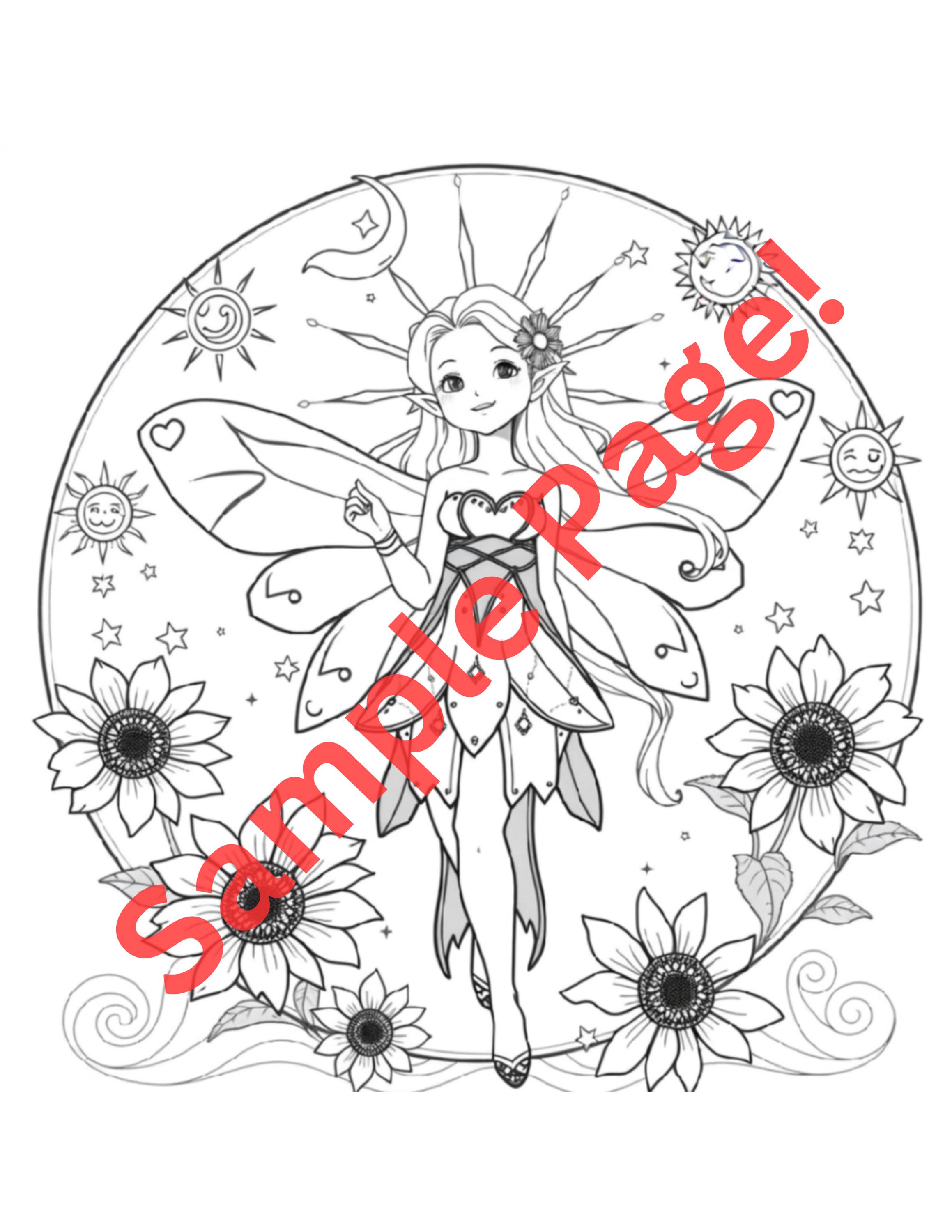 20 Fairies Adult Coloring Book – Printable Fantasy Coloring Pages ...