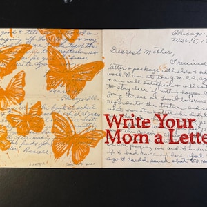 Escreva uma carta para sua mãe, sobre uma carta real de 1932 de um jovem para sua mãe