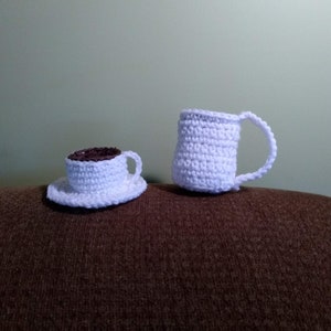 Quick to Ship Hand Crochet Photo Prop Coffee Mug,Crocheted Play Kitchen Toy,Crochet Tea Cup,Crochet mini Coffee Cups,Coffee Photo Prop,Mug