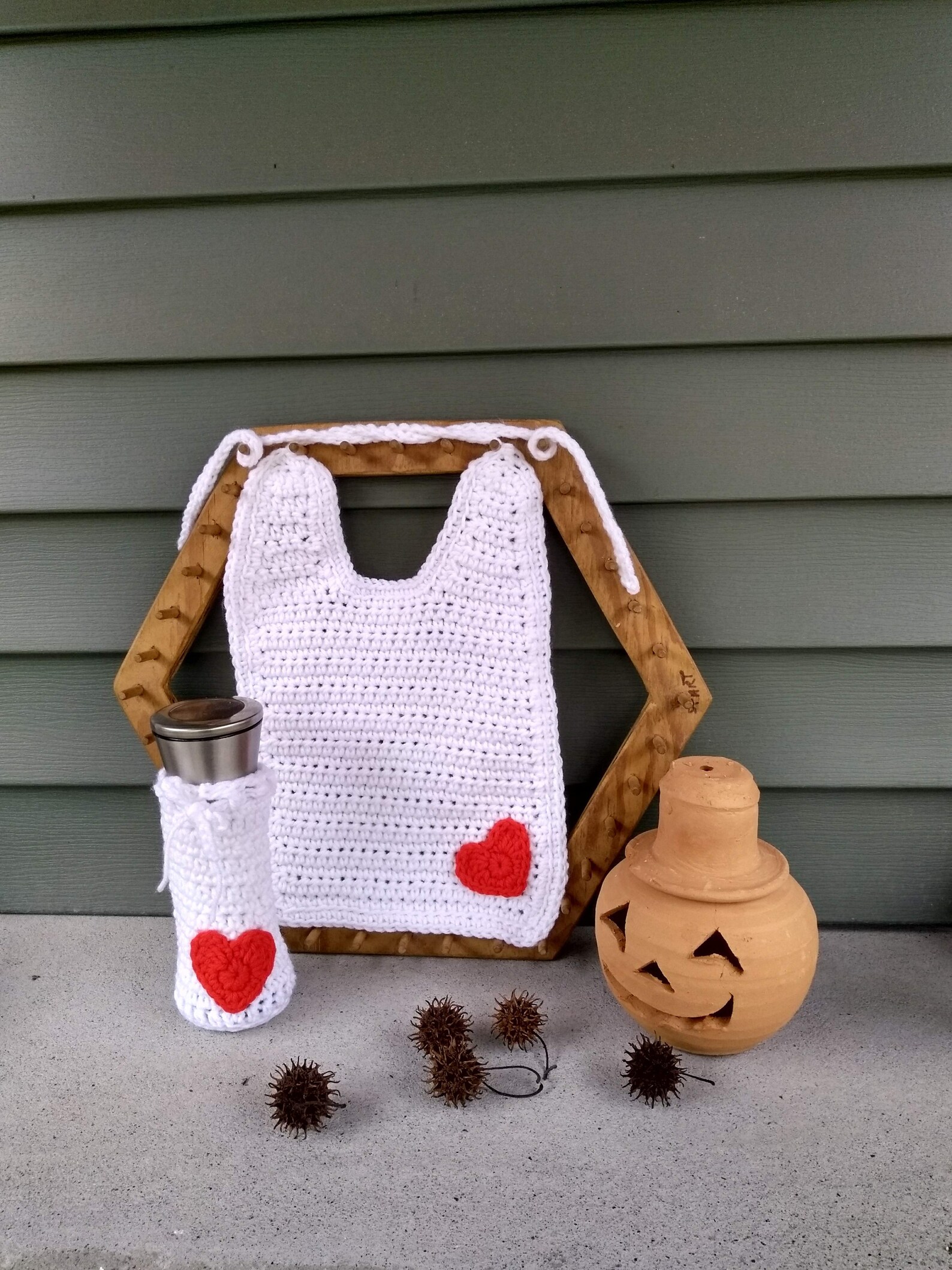 Crocheted Bib & Bottle Holdertuxedo Baby Bib W/ Bottle Etsy