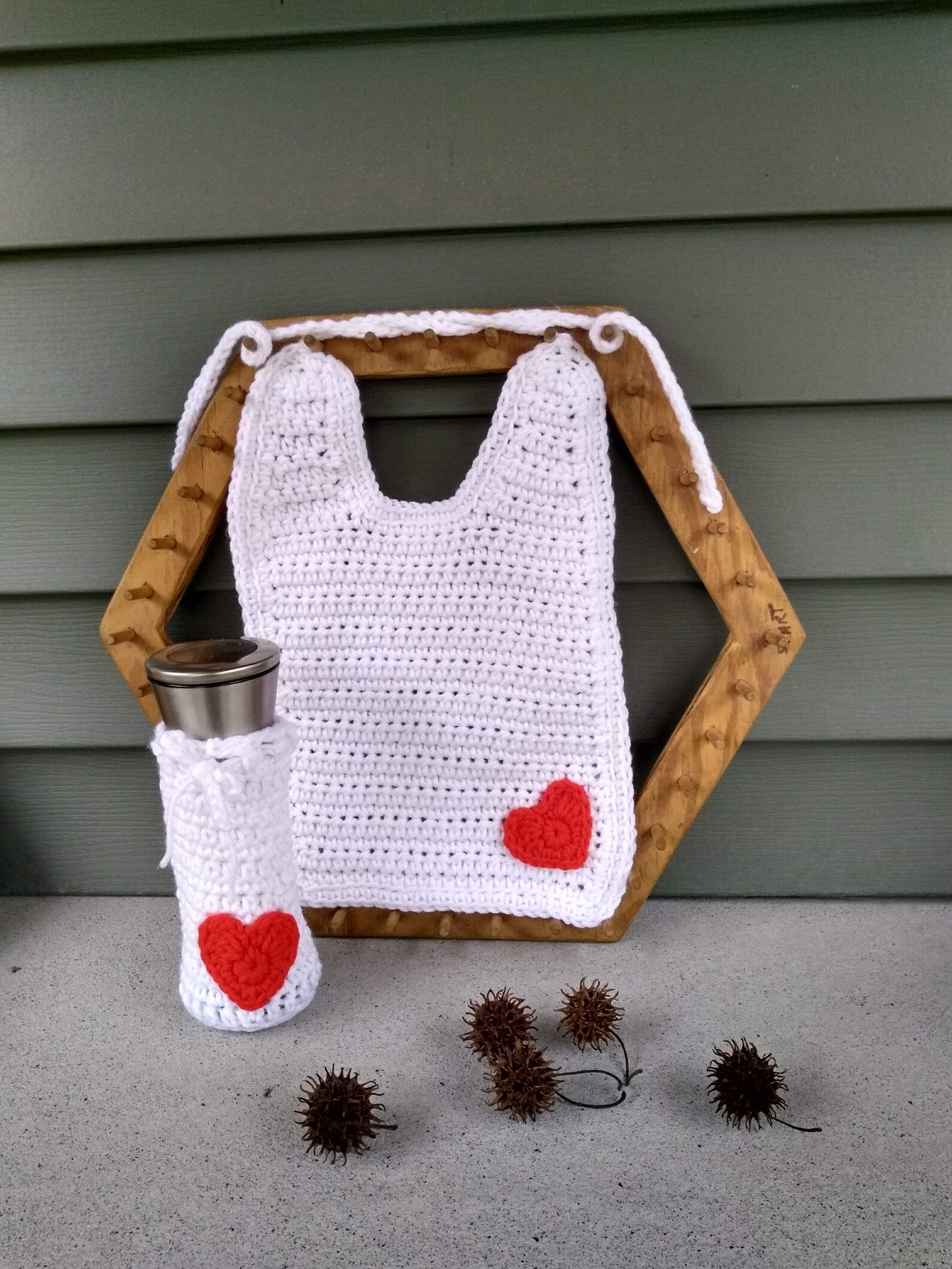 Crocheted Bib & Bottle Holdertuxedo Baby Bib W/ Bottle Etsy