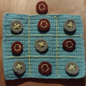 Hand Crocheted Tic, Tac, Toe Game, Crocheted Tic, Tac, Toe Game, Crocheted Game, Tic, Tac, Toe Game, Handmade Tic, Tac, Toe Travel Game