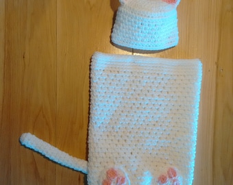 Quick to Ship Kitten Cocoon, Hand Crochet Kitten Cocoon, Cat Cocoon, Cat Blanket, Halloween Cat, Kitten Cocoon, Infant Cocoon Photo Prop,