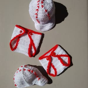 Crochet Baby Baseball Hat & Diaper Cover Set: Newborn Photo Prop