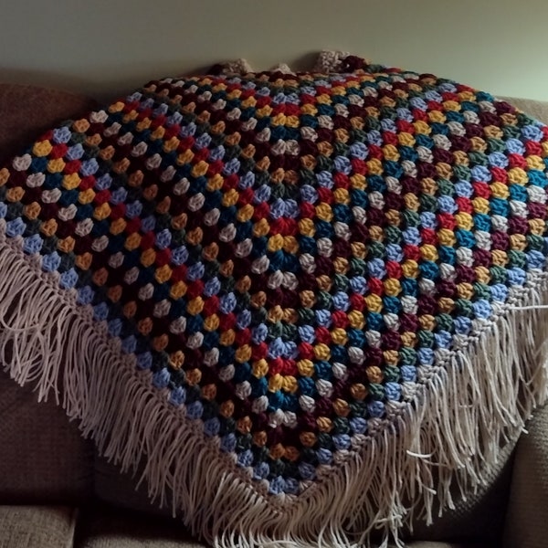 Poncho au crochet fait main, poncho enfant, poncho bohème enfant, poncho enfant doux et chaud