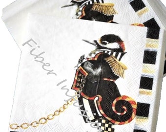 Rare! Paper Napkin (1) Decoupage Paper Napkin, Mackenzie MR. PORTER...Bird, Steampunk Ephemera