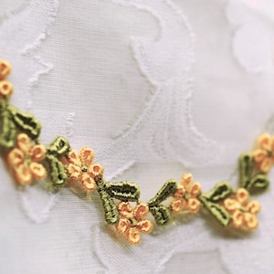 Yellow Green Venice Petite Decorative Narrow Floral Trim, Doll Trim, Scrapbooking Art Journal Trim, Slow Stitching, Crazy Quilting image 1