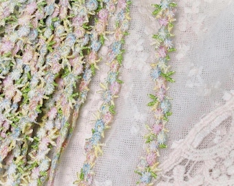 Dainty Pastel Floral Rose Flower Embroidered Lace Trim 3/4"