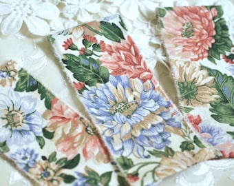 Hand Torn Vintage Multicolor Lavender & Peach Cotton Fabric Strip 2" for DIY Embellishment