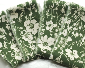 Hand Torn Cotton Floral Fabric Strips 2", Cottage Shabby Chic, Journal, Scrapbooking Ribbon