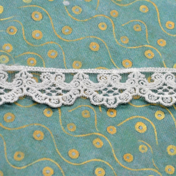 White Cotton Net Floral Scallop Lace Trim 1", Junk Journal Scrapbooking Lace Trim, Doll Supply, Shabby Chic Gypsy Victorian Lace, Doll Lace,