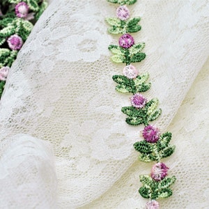 Dainty Mini Floral Venise Guipure Violet Purple Rose Lace Trim 1/2, Shabby Chic, Lace, Doll Trim, Scrapbook Lace, By the Yard image 2