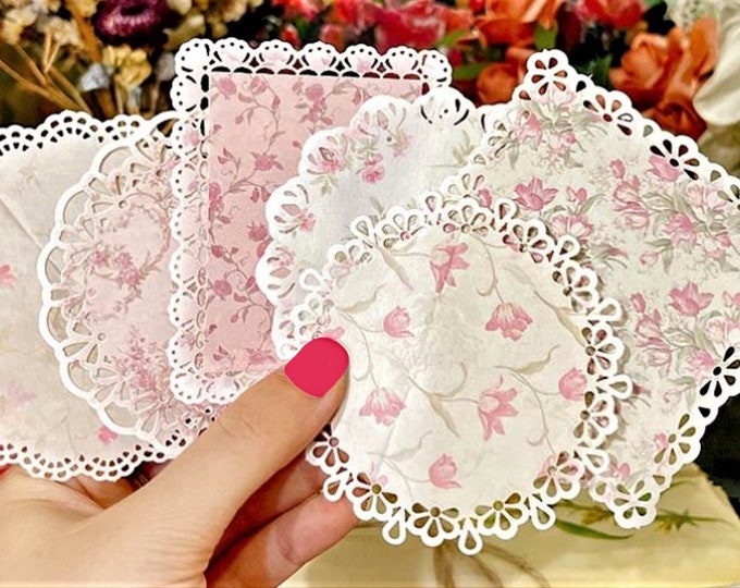 Mini Paper Doilies 10, Vintage Inspired Floral Printed Miniature